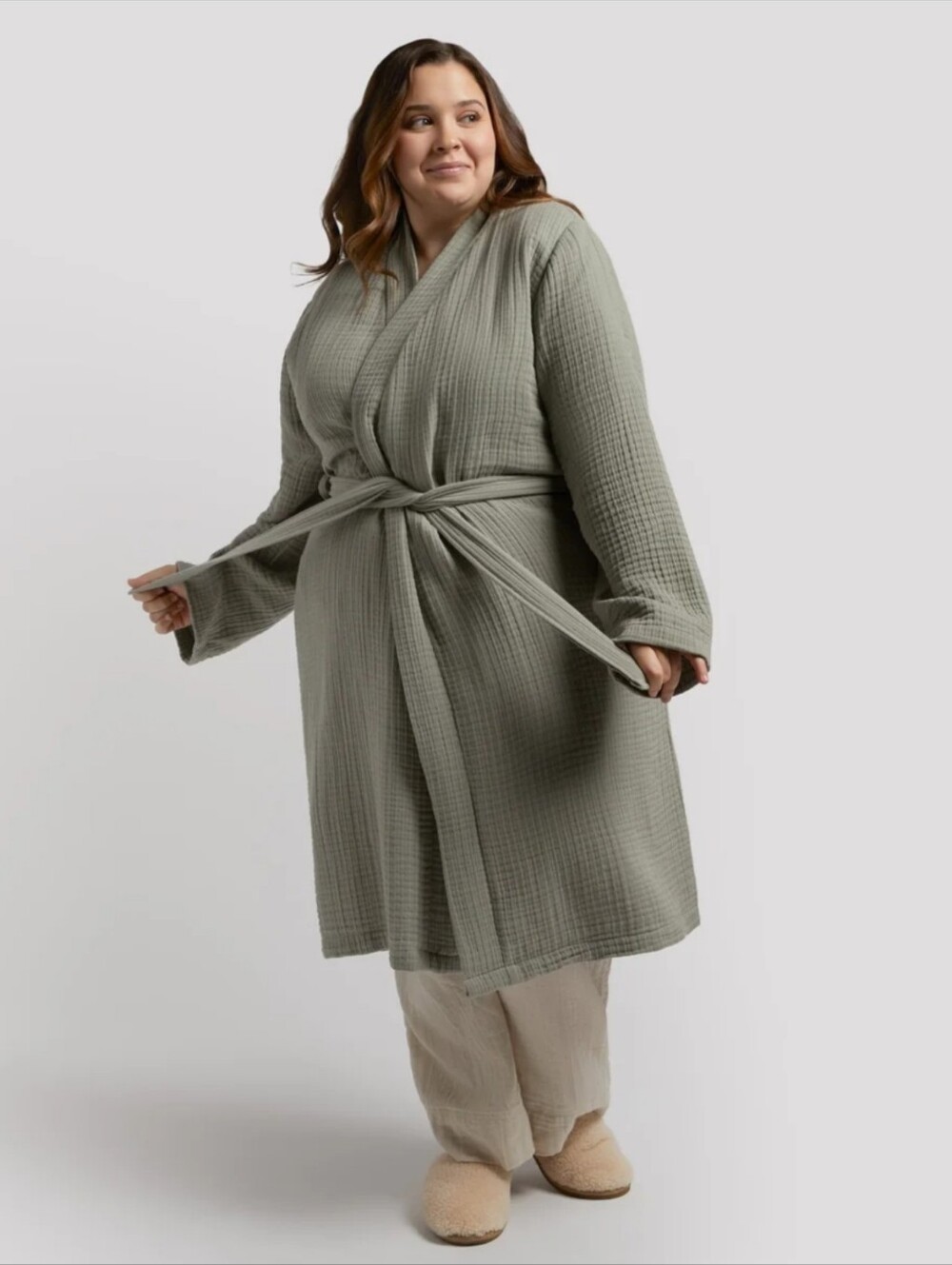 Parachute Olive Robe Unisex with Self-Tie Belt